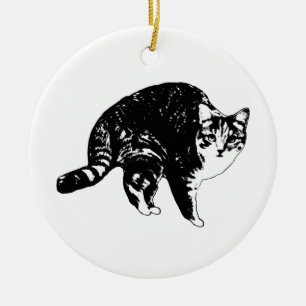 Tree Glow Tabby Charm Ceramic Tree Decoration