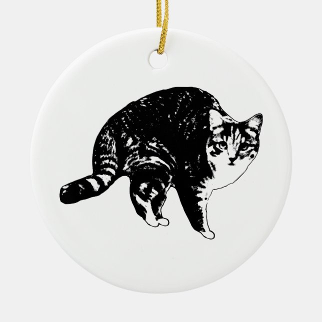 Tree Glow Tabby Charm Ceramic Tree Decoration (Front)