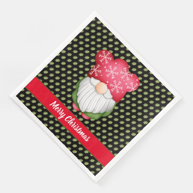 Tree Gnome Customise Colour and Text Napkin (Corner)
