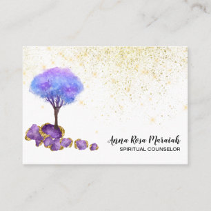 *~* Tree Gold Glitter Amethyst Magical Jewels  Business Card