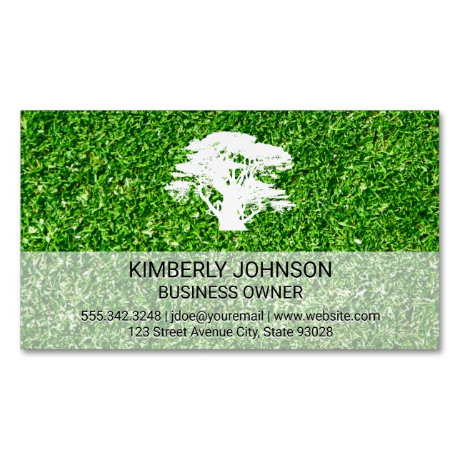 Tree | Grass | Landscaping Magnetic Business Card (Front)