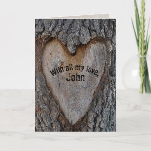 tree heart carving for anniversary card