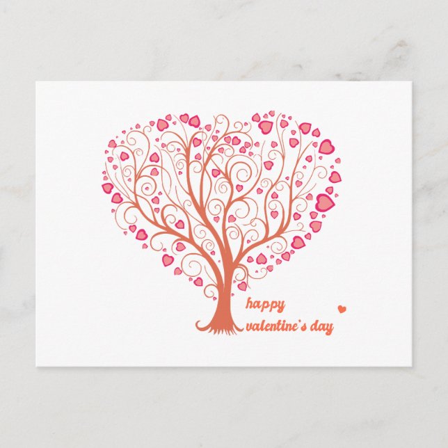 Tree Heart Happy Valentine Day Holiday Postcard (Front)
