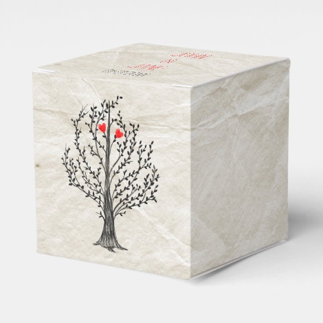 Tree & Hearts Favour Box (Front Side)