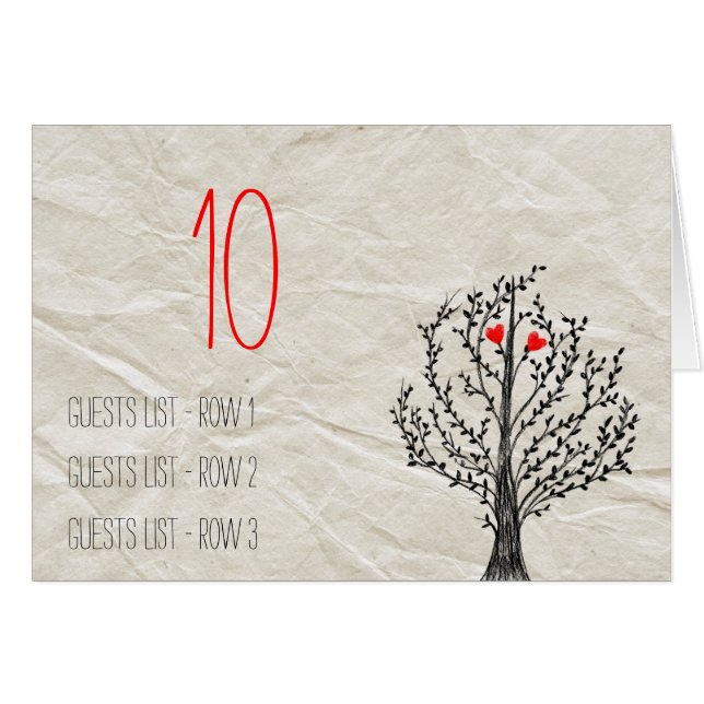 Tree & Hearts Wedding Table Placeholder (Front Horizontal)