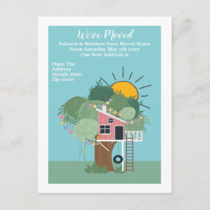 Tree House And Sun We Have Moved Home Announcement Postcard