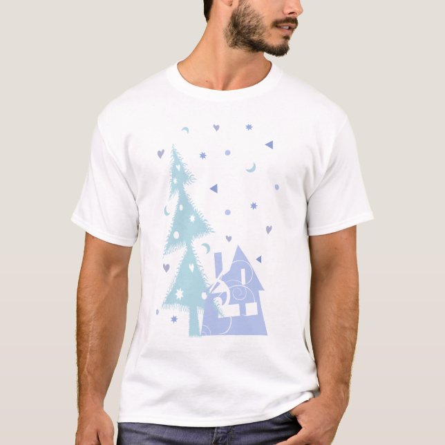 tree&house blue T-Shirt (Front)
