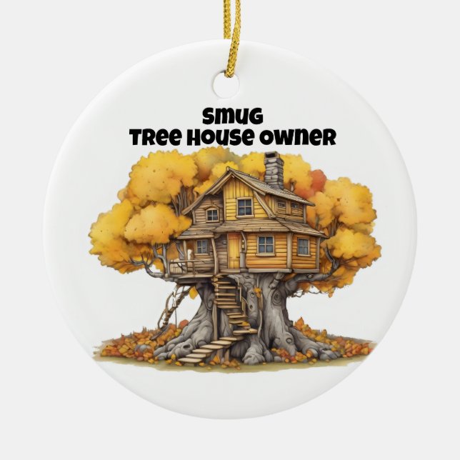 tree house in aspen tree ceramic tree decoration (Front)