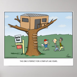 Tree house realtor cartoon personalised poster