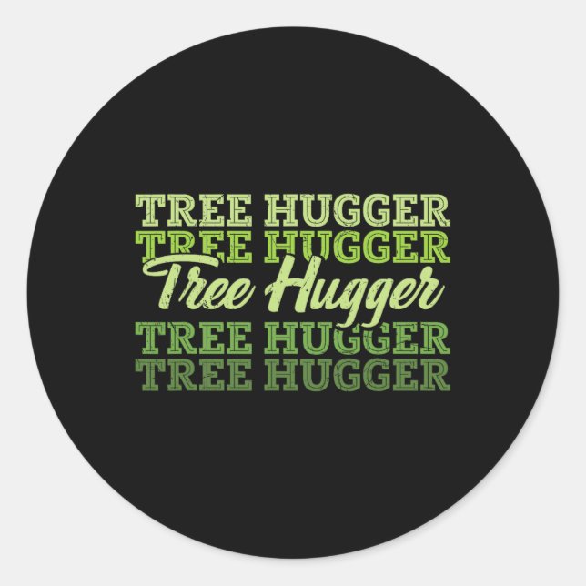 Tree Hugger Earth Day Retro Nature Lover  Classic Round Sticker (Front)