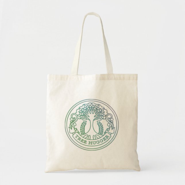 Tree hugger, hippy badge tote bag (Front)