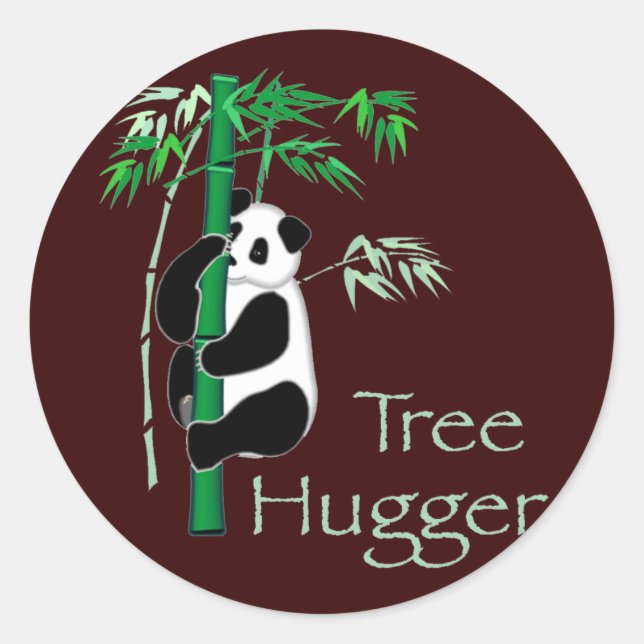 Tree Hugger Panda Classic Round Sticker (Front)