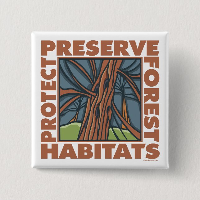 Tree Hugger, Protect Forests 15 Cm Square Badge (Front)