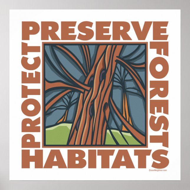 Tree Hugger, Protect Forests Poster (Front)