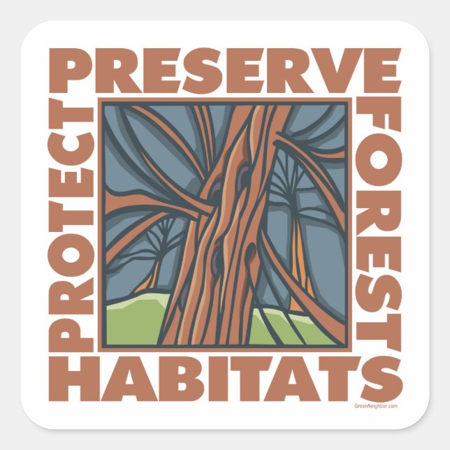 Tree Hugger, Protect Forests Square Sticker (Front)