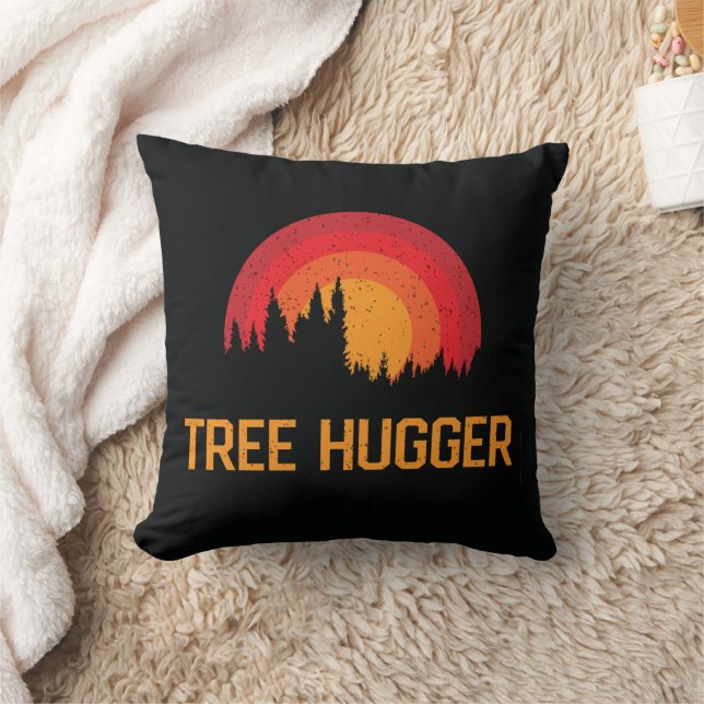 Tree Hugger Retro Distressed Nature Lover Cushion (Blanket)