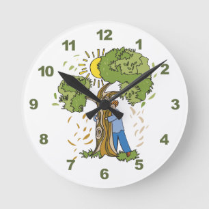 Tree Hugger Round Clock
