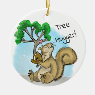 Tree Hugger! Squirrel Ceramic Tree Decoration