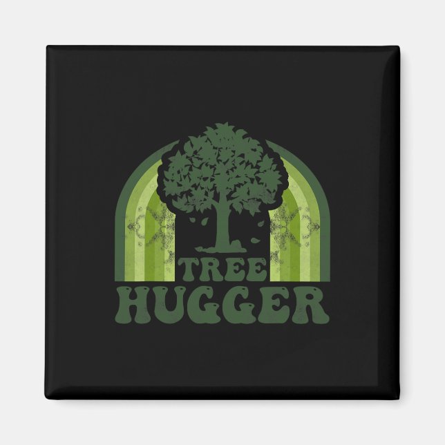 Tree Hugger Vintage Retro Nature Environmental Ear Magnet (Front)