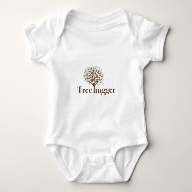 Tree Hugger w/ tree illustration Baby Bodysuit (Front)