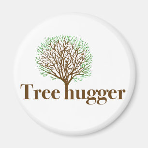 Tree Hugger w/ tree illustration Magnet
