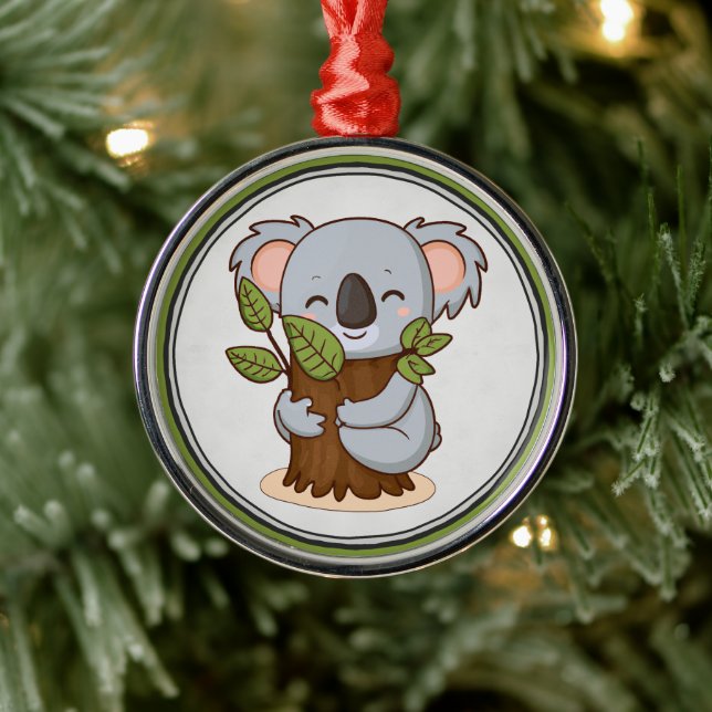 Tree-hugging koala bear metal tree decoration (Tree)