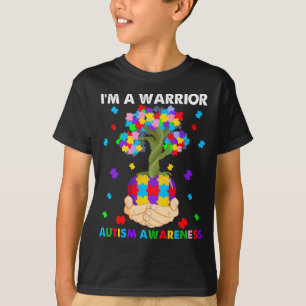 Tree I‘m A Warrior Autism Awareness Funny Heart  T-Shirt