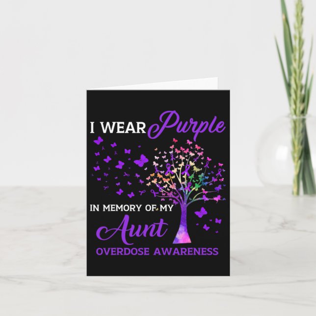 Tree I Wear Purple Memory Of Aunt Overdose Awarene Card (Front)
