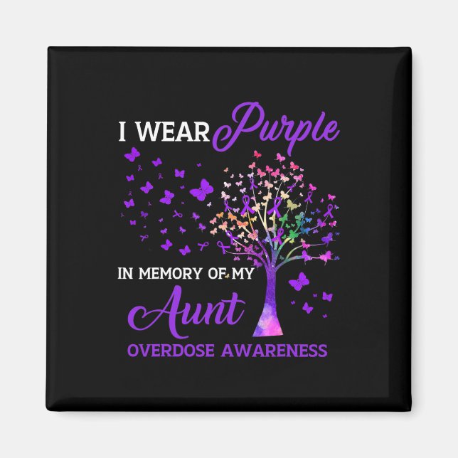 Tree I Wear Purple Memory Of Aunt Overdose Awarene Magnet (Front)