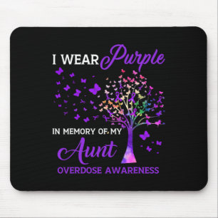 Tree I Wear Purple Memory Of Aunt Overdose Awarene Mouse Pad
