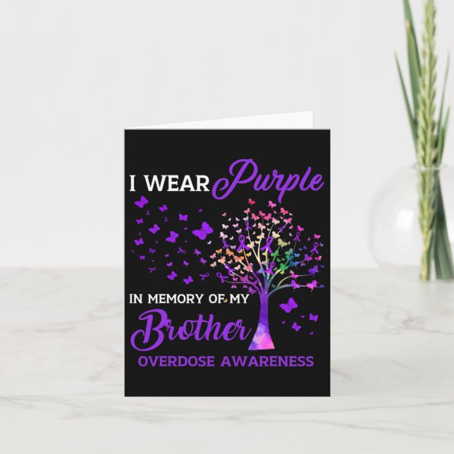 Tree I Wear Purple Memory Of Brother Overdose Awar Card (Front)