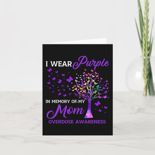 Tree I Wear Purple Memory Of Mum Overdose Awarenes Card (Front)