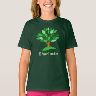 Tree Illustration with Green Leaves. Add Name. T-Shirt