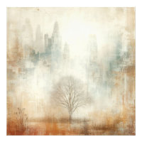 Tree In A City Scape Old Photo Graphic Design