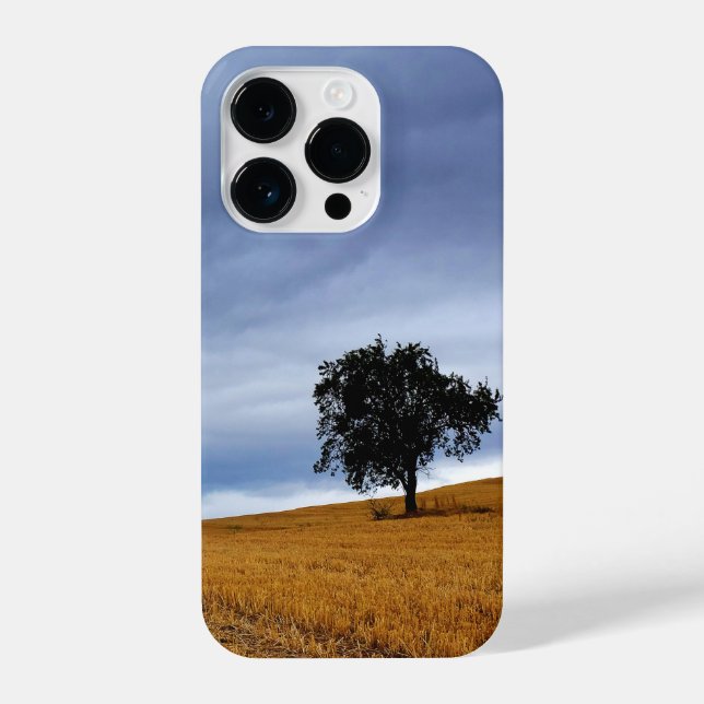 Tree in a wheat field iPhone case (Back)