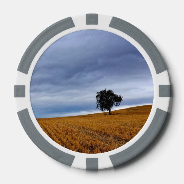 Tree in a wheat field poker chips (Front)