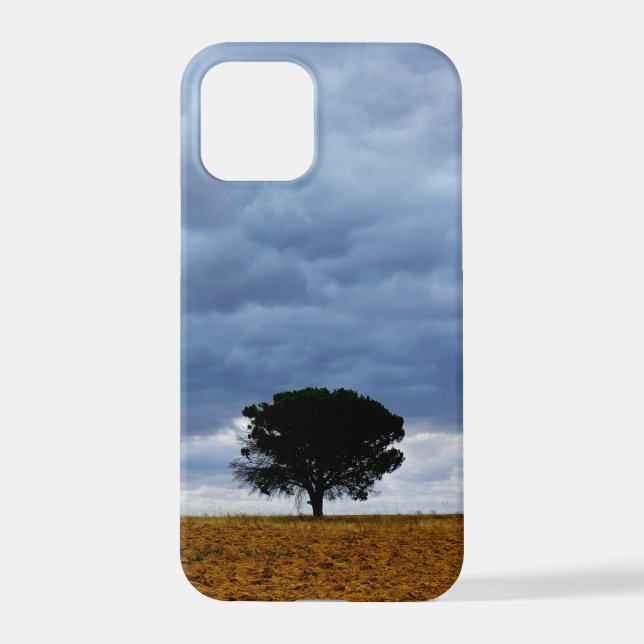 Tree in an empty field iPhone case (Back)