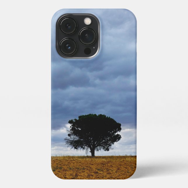 Tree in an empty field iPhone case (Back)