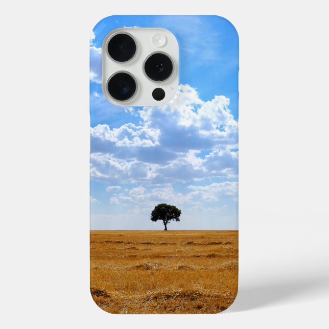 Tree in an harvested wheat field  Case-Mate iPhone case (Back)