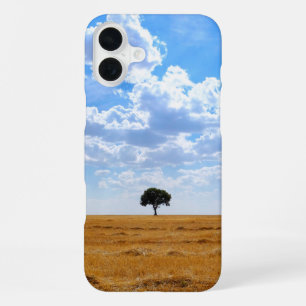 Tree in an harvested wheat field iPhone 16 plus case
