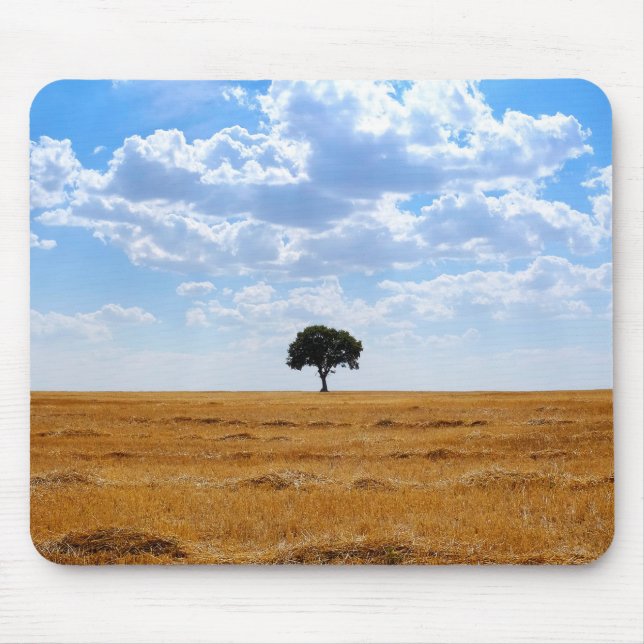 Tree in an harvested wheat field  mouse pad (Front)