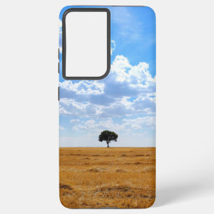 Tree in an harvested wheat field  samsung galaxy case