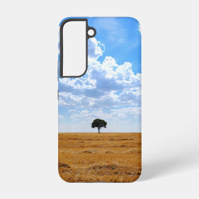 Tree in an harvested wheat field  samsung galaxy s22 case (Back)