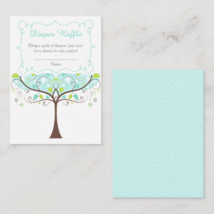 Tree in Blue and Green Baby Shower Diaper Raffle Enclosure Card