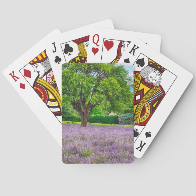 Tree in Lavender Field, France Playing Cards (Back)