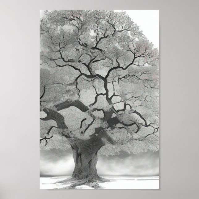 Tree in Shades of Grey Poster (Front)