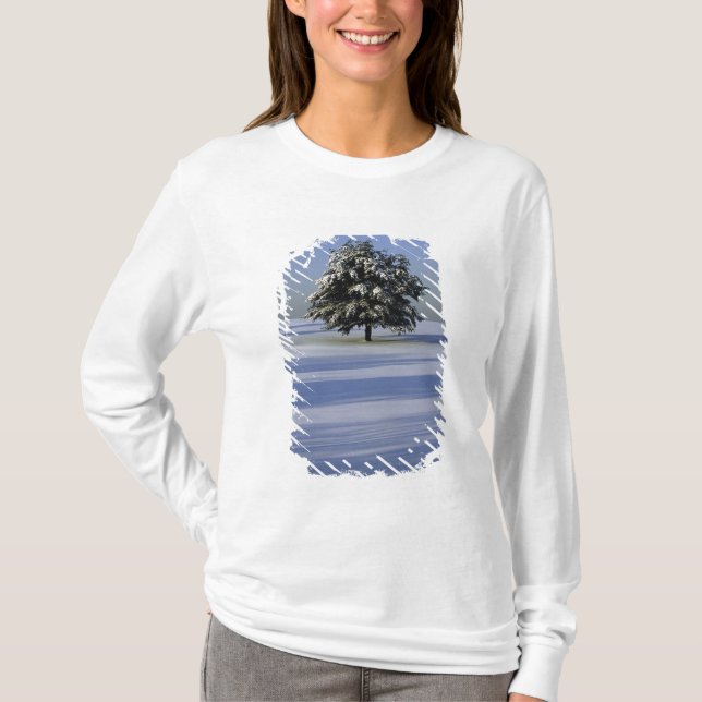 Tree in snow covered landscape T-Shirt (Front)