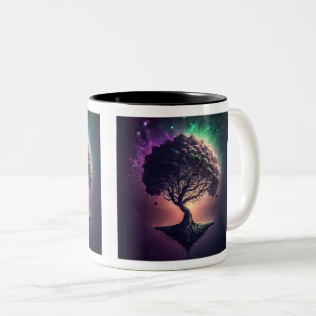 Tree in Space Two-Tone Mug, 11 oz  Coffee Mug (Front Right)