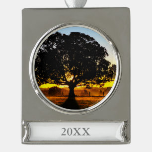 Tree in the Morning Silver Plated Banner Ornament