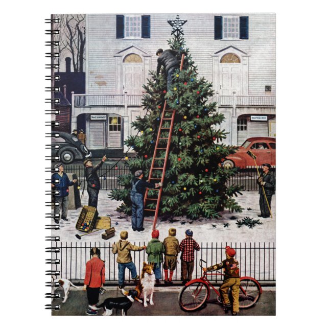 Tree in Town Square Spiral Notebook (Front)